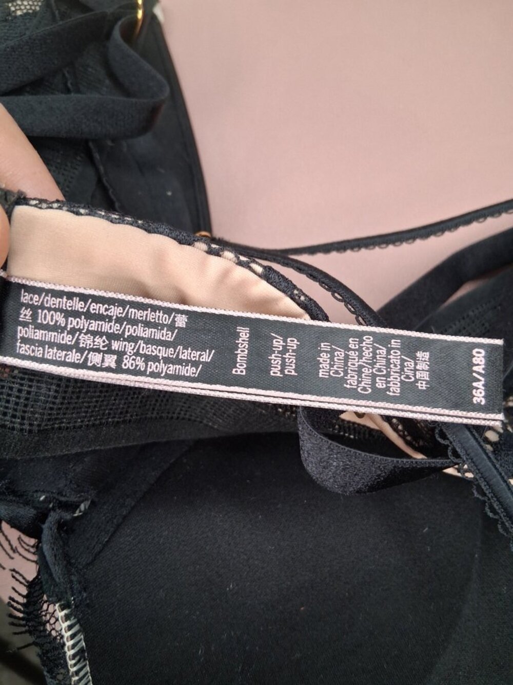 Victoria’s Secret Bombshell Black Lace Push-Up Bra 36A - Picture 12 of 12